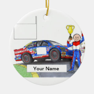 Race Car Driver, Stock - Male Ceramic Ornament