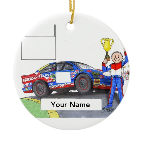 Race Car Driver, Stock - Male Ceramic Ornament