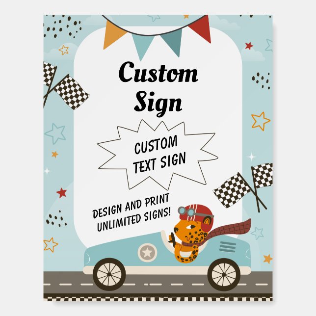 Race Car Engine Birthday Custom Sign (Front)