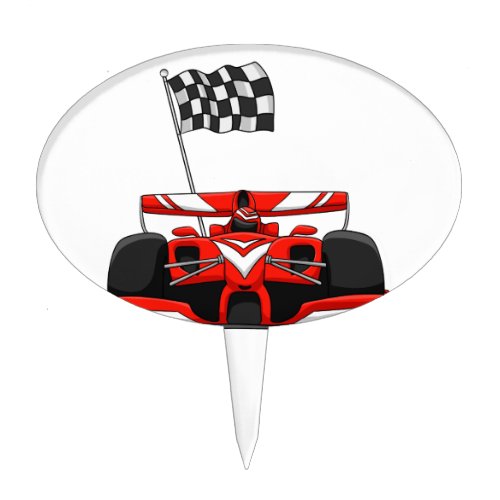 Race car extreme cartoon Choose background color Cake Topper