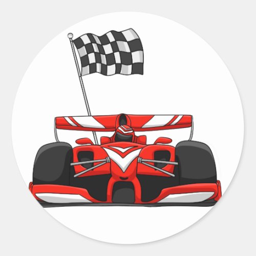 Race car extreme cartoon Choose background color Classic Round Sticker
