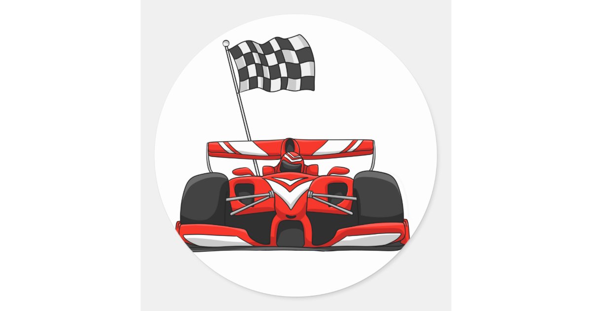 Race car extreme cartoon |Choose background color Classic Round Sticker |  Zazzle