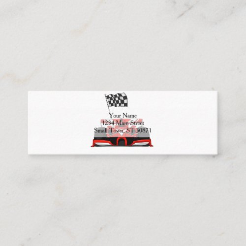 Race car extreme cartoon Choose background color Mini Business Card
