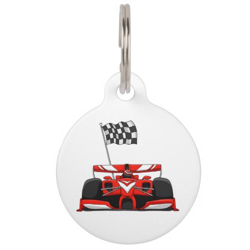 Race car extreme cartoon Choose background color Pet ID Tag