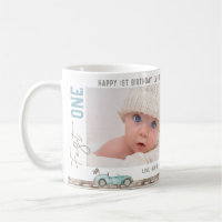 Race Car "Fast ONE" Birthday Gift Mug