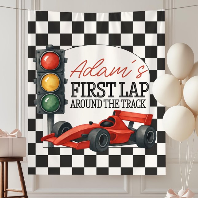 Race Car First Birthday Party Backdrop Fast One (Creator Uploaded)
