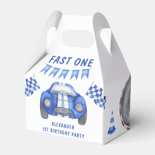 Race Car First Birthday Party  Favor Boxes (Front Side)