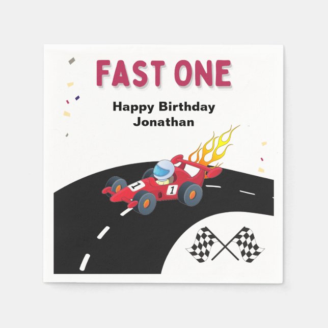 Race Car First  Birthday Party    Napkins (Front)
