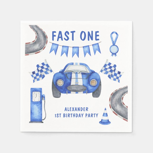 Race Car First Birthday Party  Napkins (Front)