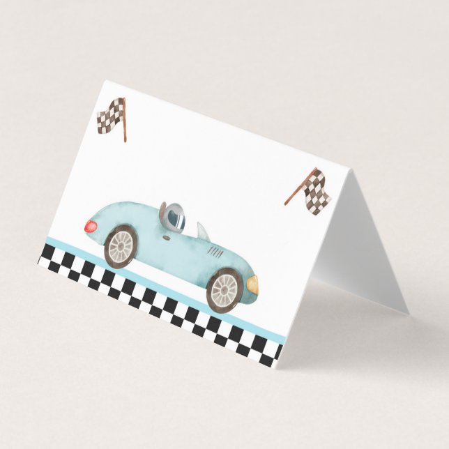 Race Car Food Label Two Fast Birthday Boy Decor Business Card (Front)