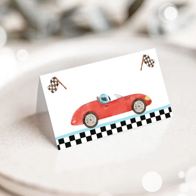 Race Car Food Label Two Fast Birthday Boy Decor Business Card (Creator Uploaded)