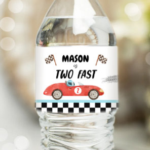 Race Car Fuel Vintage Racing Red Boy Birthday Water Bottle Label