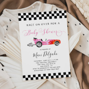 Race Car Girl Baby Shower Invitation