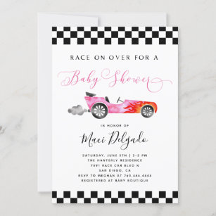 Race Car Girl Baby Shower Invitation