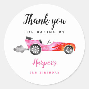 Race Car Girl Birthday Party   Classic Round Sticker