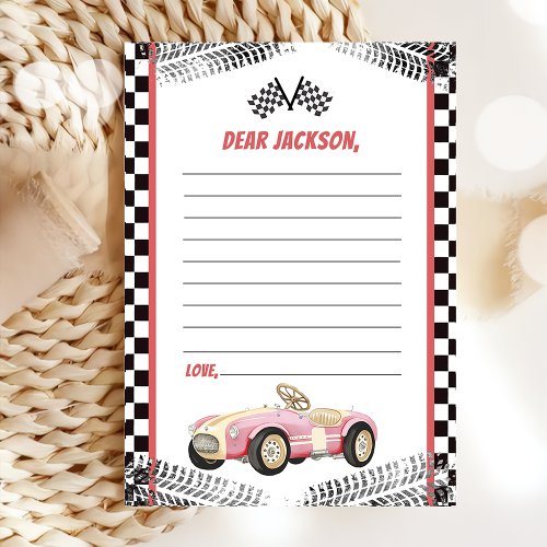 Race Car Girl Birthday Time Capsule Note Card