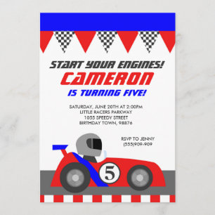 Race Car Go Kart Birthday Party Invitation