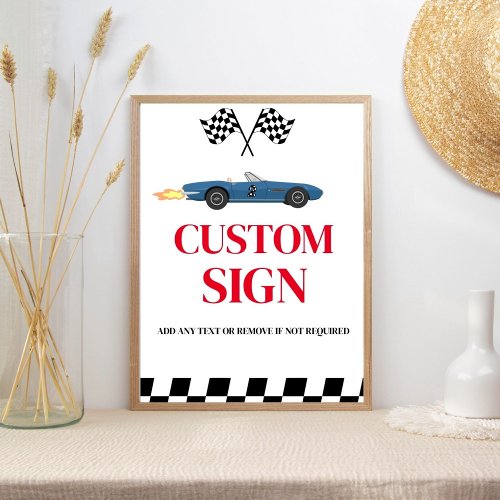  Race Car Growing up Two fast Birthday Custom Sign