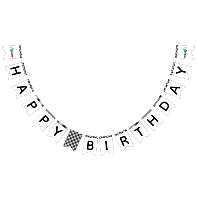 Race Car Happy Birthday Party Decor Bunting Flags (All)