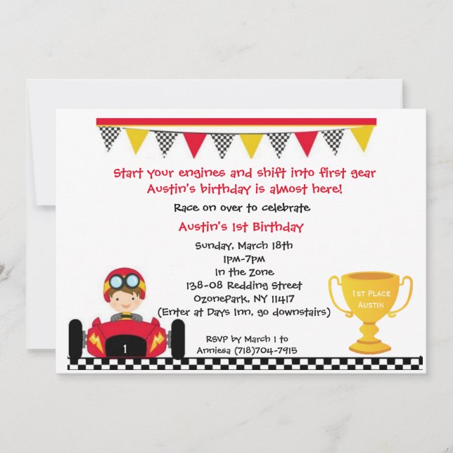 Race car Invite (Front)