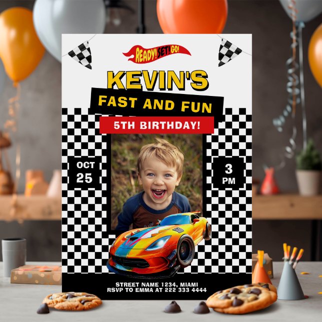 Race Car Kids Birthday Party Invitation (Creator Uploaded)