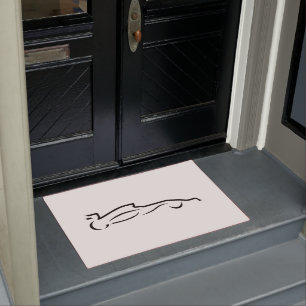 Race Car Line Drawing Silhouette Doormat