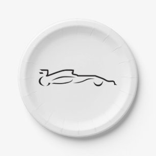 Race Car Line Drawing Silhouette Paper Plates