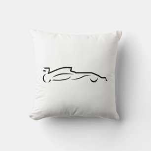 Race Car Line Drawing Silhouette Throw Pillow