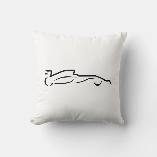 Race Car Line Drawing Silhouette Throw Pillow (Front)