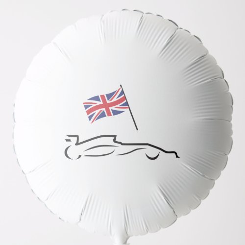 Race Car Line Drawing with British Flag Balloon