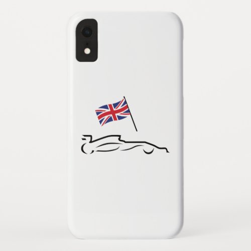 Race Car Line Drawing with British Flag iPhone XR Case