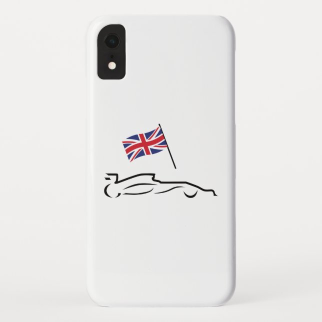 Race Car Line Drawing with British Flag Case-Mate iPhone Case (Back)