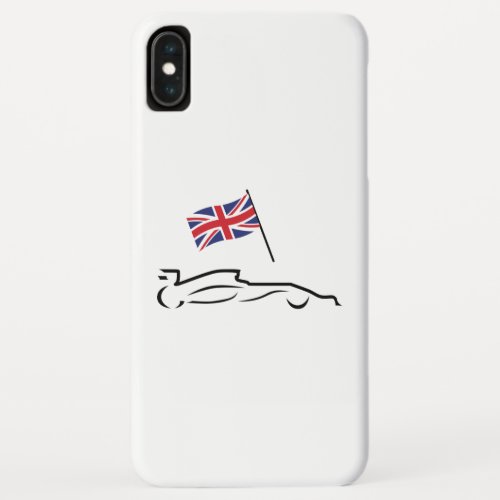 Race Car Line Drawing with British Flag iPhone XS Max Case