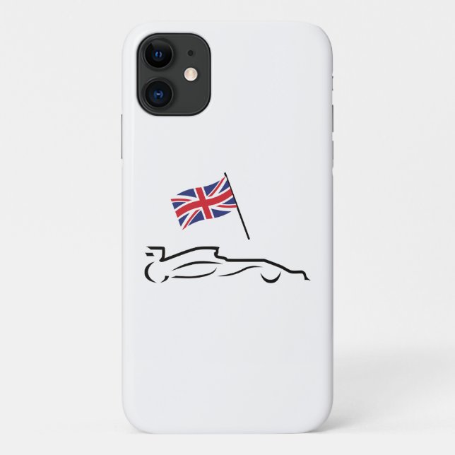 Race Car Line Drawing with British Flag Case-Mate iPhone Case (Back)