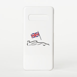Race Car Line Drawing with British Flag Samsung Galaxy S10 Case