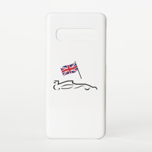 Race Car Line Drawing with British Flag Samsung Galaxy S10 Case