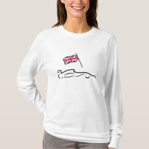 Race Car Line Drawing with British Flag T-Shirt