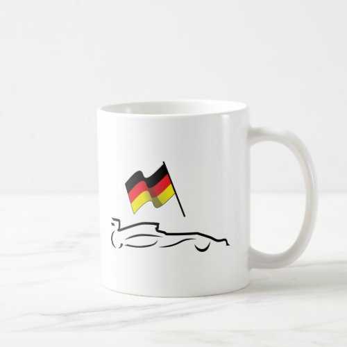 Race Car Line Drawing with German Flag Coffee Mug
