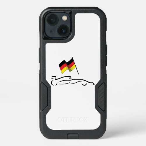 Race Car Line Drawing with German Flag iPhone 13 Case