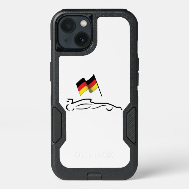 Race Car Line Drawing with German Flag Otterbox iPhone Case (Back)