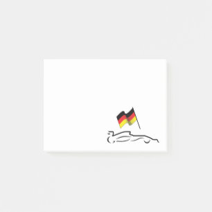 Race Car Line Drawing with German Flag Post-it Notes