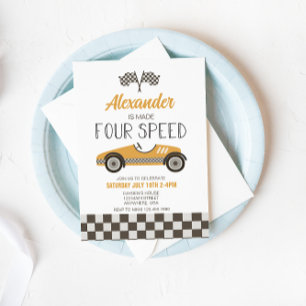 Race Car Made Four Speed Birthday Invitation