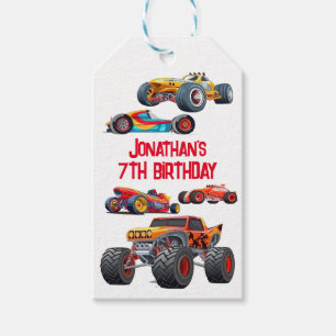 Race Car Monster Truck Cars Racing Birthday Gift Tags
