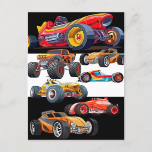Race Car Monster Truck Cars Racing Design Postcard