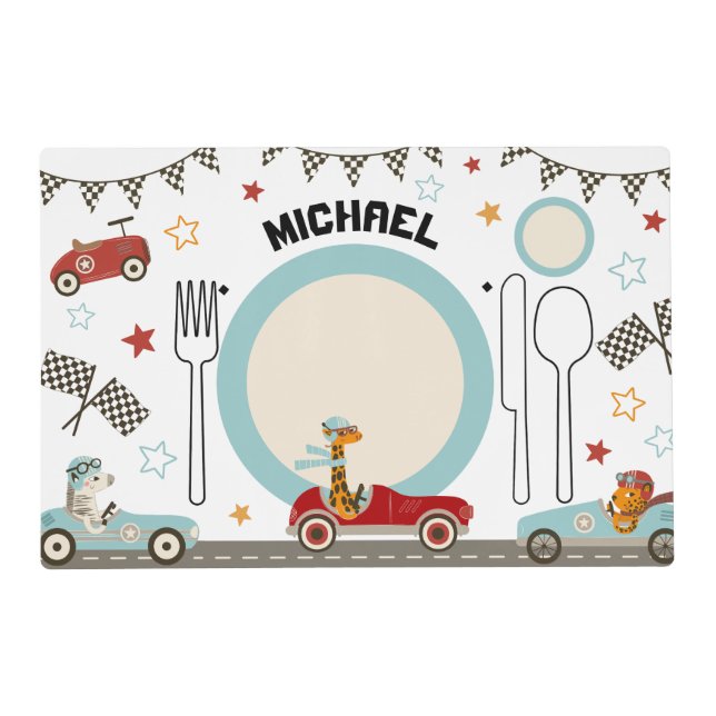 Race Car Montessori Placemat Printable (Front)