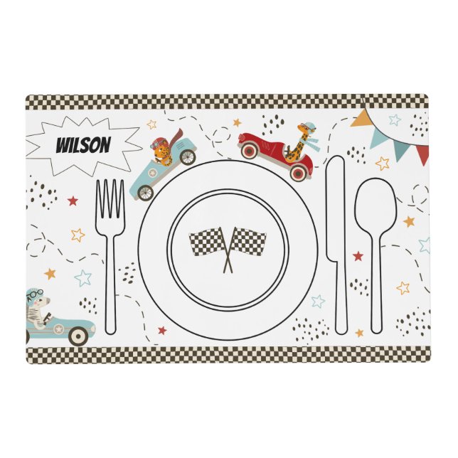 Race Car Montessori Placemat Printable (Front)