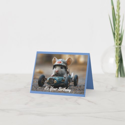 Race Car Mouse Birthday Greeting Card