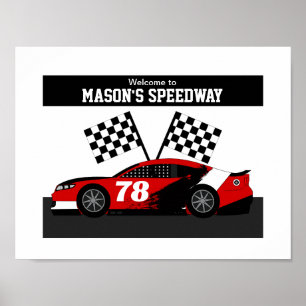 Race Car Name and Number Poster