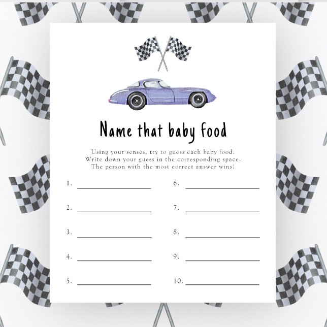 Race car - Name that baby food game (Creator Uploaded)