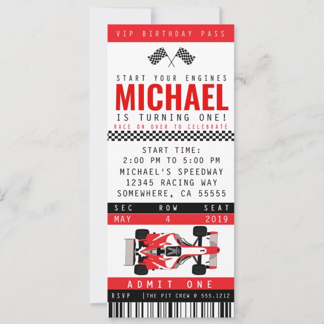 RACE CAR PARTY INVITE (Front)